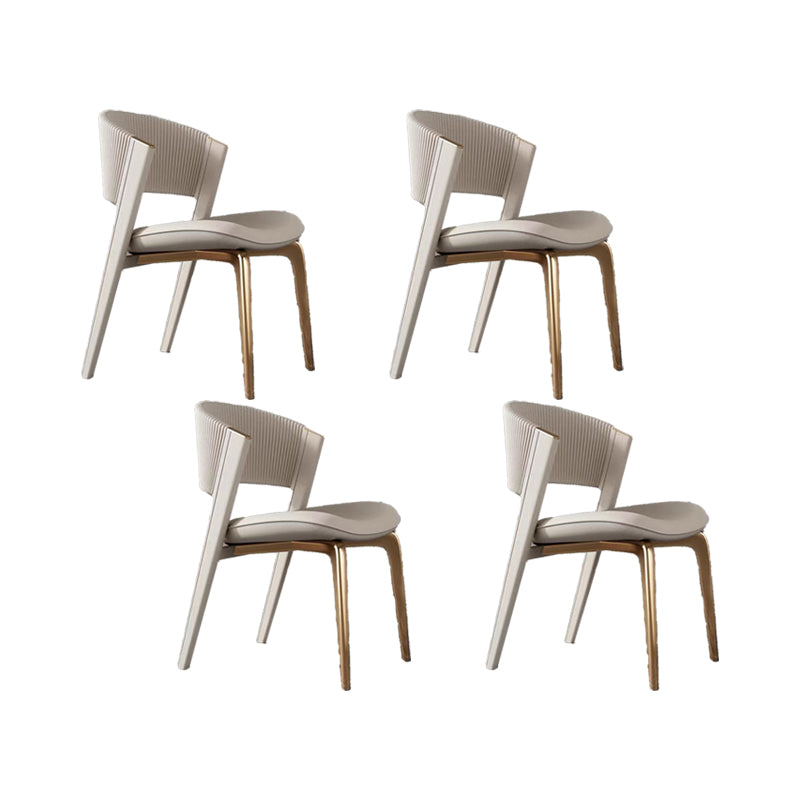 Home Upholstered Armless Dining Chair Faux Leather Open Back Chair