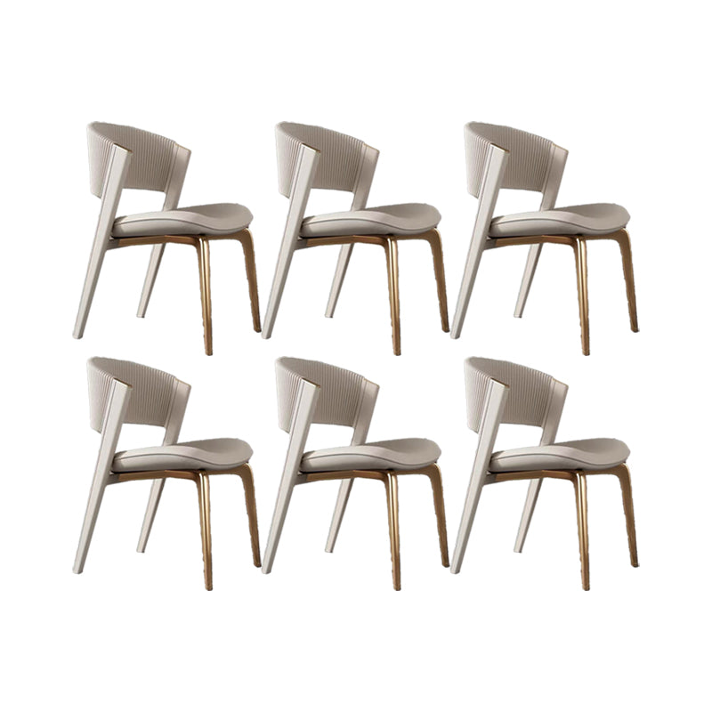 Home Upholstered Armless Dining Chair Faux Leather Open Back Chair