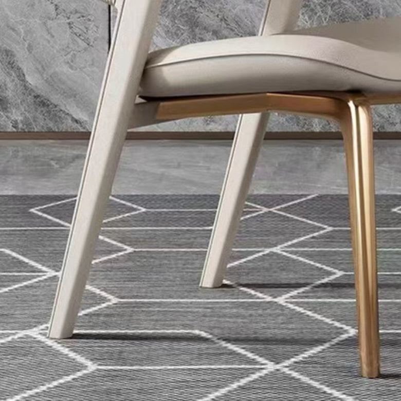 Home Upholstered Armless Dining Chair Faux Leather Open Back Chair