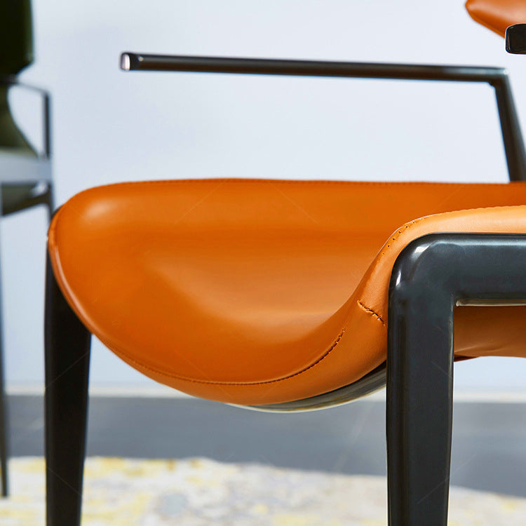 Home Upholstered Arm Dining Chair Faux Leather Wingback Chair