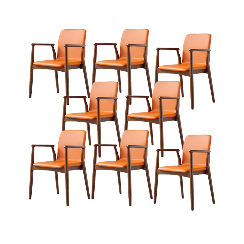 Contemporary Kitchen Dining Arm Chair Faux Leather Parsons Dining Chair