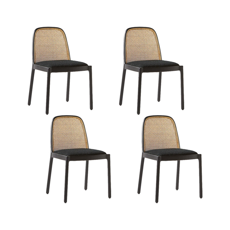 Industrial Upholstered Armless Chair Kitchen Cane Back Side Chair