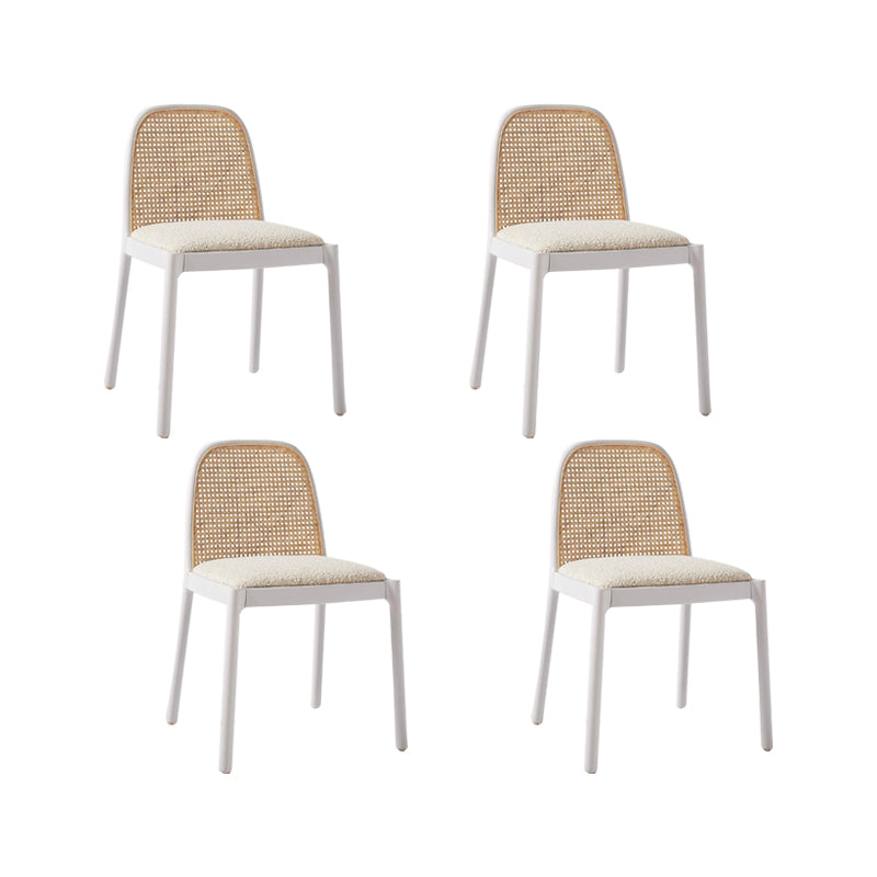 Industrial Upholstered Armless Chair Kitchen Cane Back Side Chair