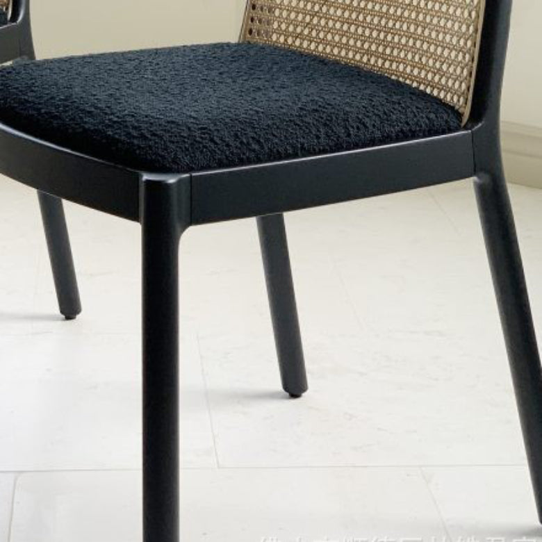 Industrial Upholstered Armless Chair Kitchen Cane Back Side Chair