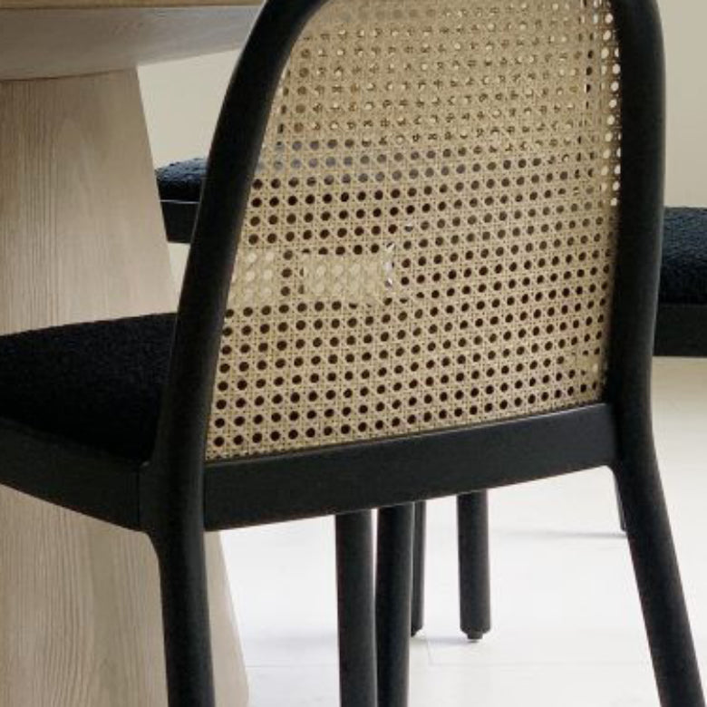 Industrial Upholstered Armless Chair Kitchen Cane Back Side Chair