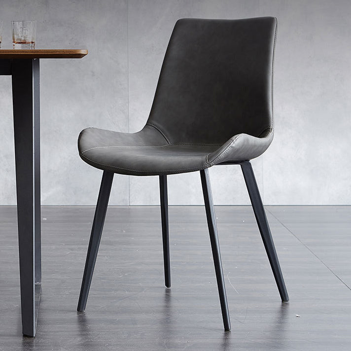 Industrial Upholstered Armless Chair Kitchen Parsons Faux Leather Side Chair