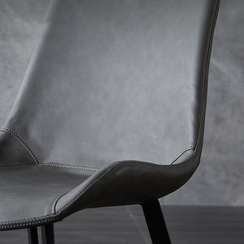 Industrial Upholstered Armless Chair Kitchen Parsons Faux Leather Side Chair