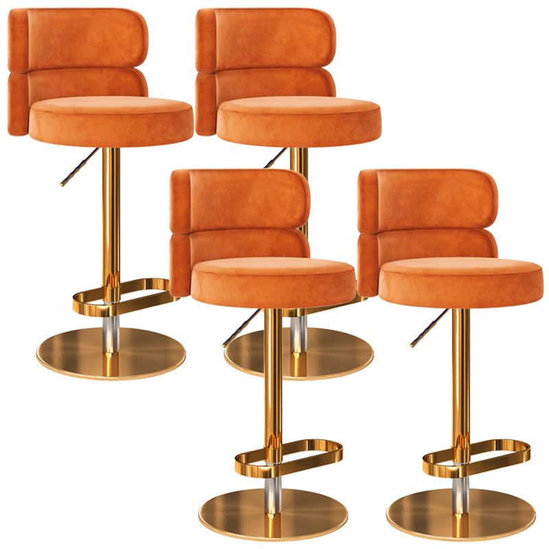 Glam Liftable Bar Stool Round Seat Counter Bar Stool with Metal Legs
