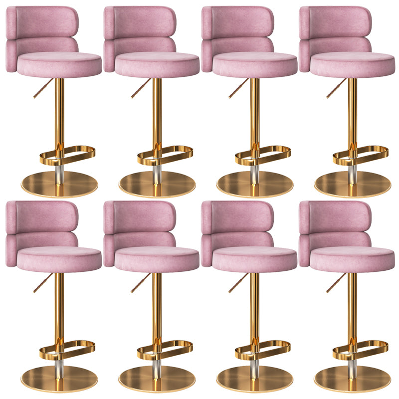Glam Liftable Bar Stool Round Seat Counter Bar Stool with Metal Legs