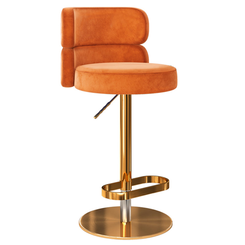 Glam Liftable Bar Stool Round Seat Counter Bar Stool with Metal Legs