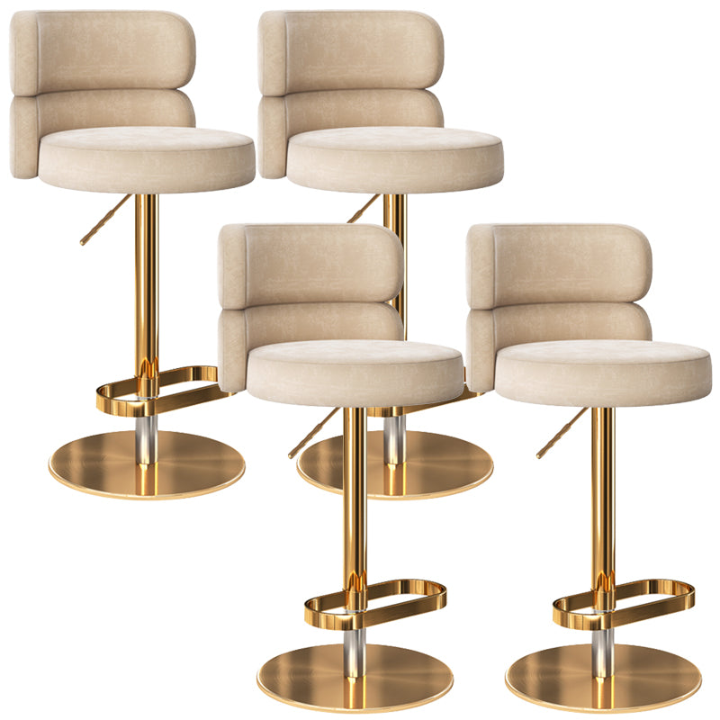 Glam Liftable Bar Stool Round Seat Counter Bar Stool with Metal Legs