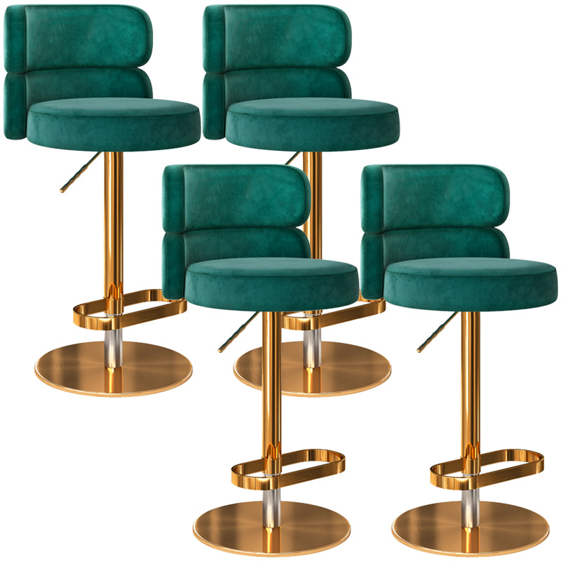 Glam Liftable Bar Stool Round Seat Counter Bar Stool with Metal Legs