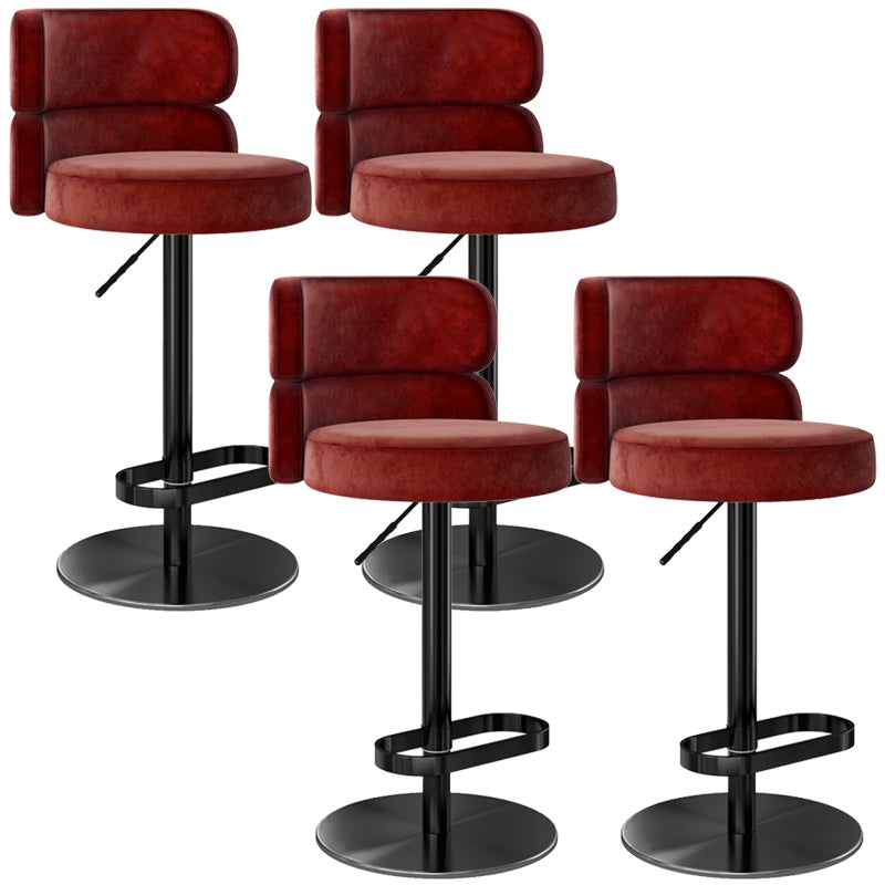 Glam Liftable Bar Stool Round Seat Counter Bar Stool with Metal Legs