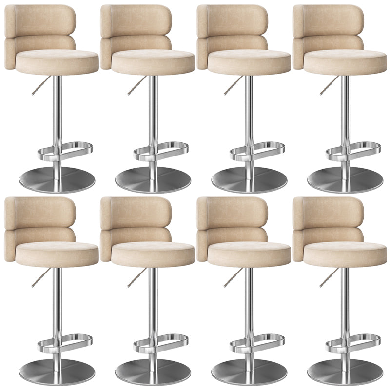 Glam Liftable Bar Stool Round Seat Counter Bar Stool with Metal Legs
