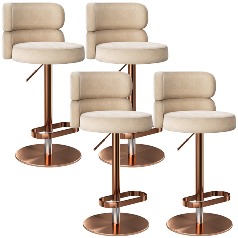 Glam Liftable Bar Stool Round Seat Counter Bar Stool with Metal Legs