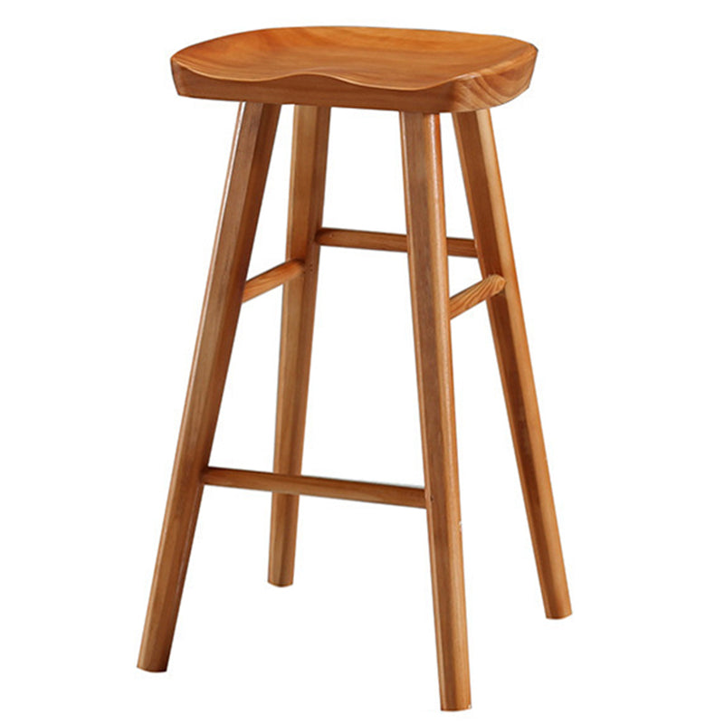 Modern Backless Armless Counter Stool Pine Wood Cafe Bar Stool with Pedal