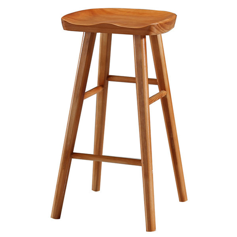 Modern Backless Armless Counter Stool Pine Wood Cafe Bar Stool with Pedal