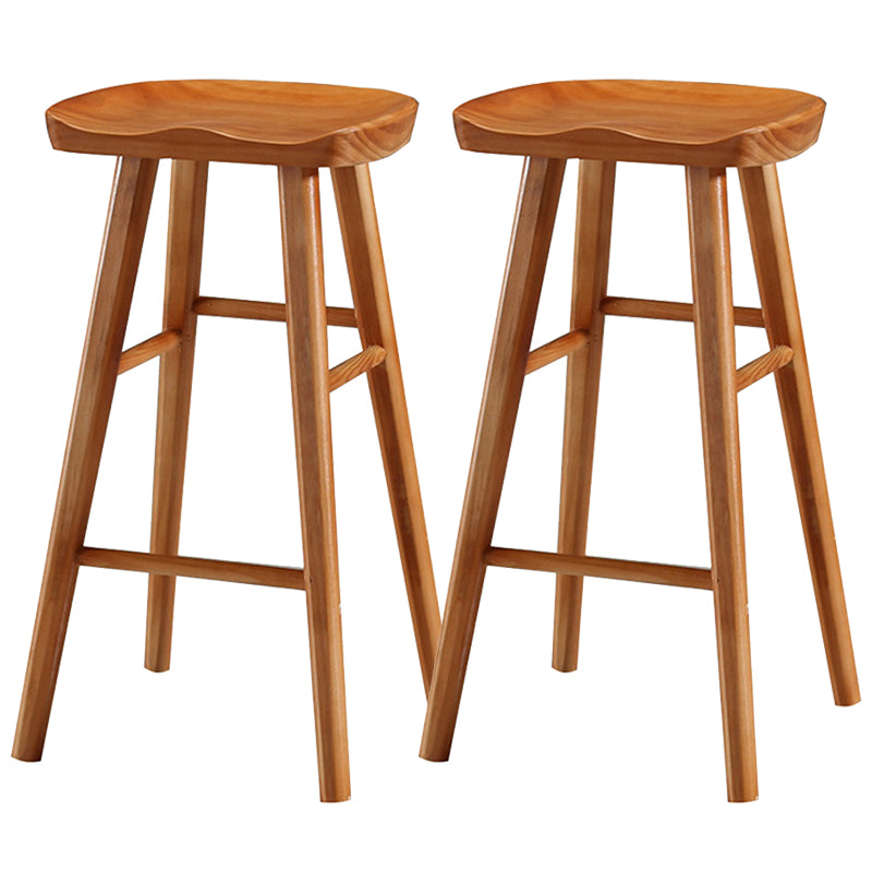 Modern Backless Armless Counter Stool Pine Wood Cafe Bar Stool with Pedal