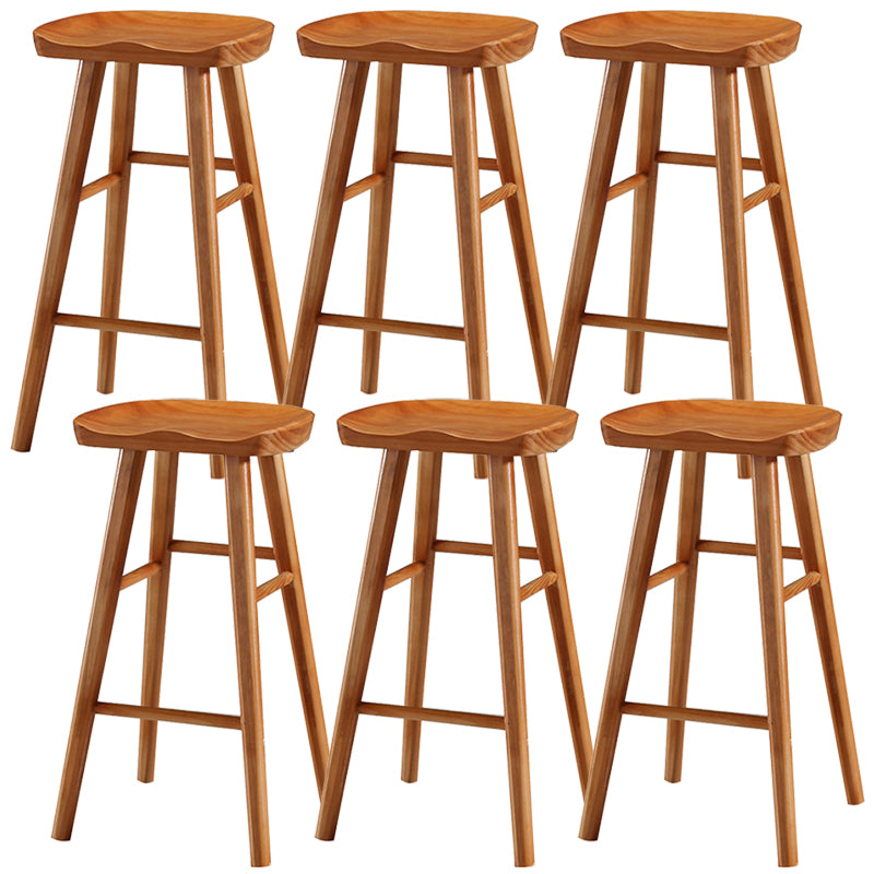 Modern Backless Armless Counter Stool Pine Wood Cafe Bar Stool with Pedal