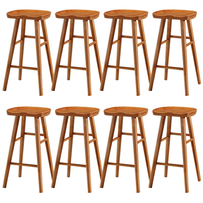 Modern Backless Armless Counter Stool Pine Wood Cafe Bar Stool with Pedal