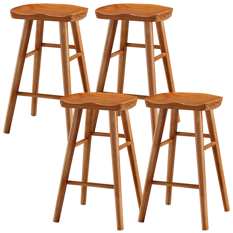 Modern Backless Armless Counter Stool Pine Wood Cafe Bar Stool with Pedal
