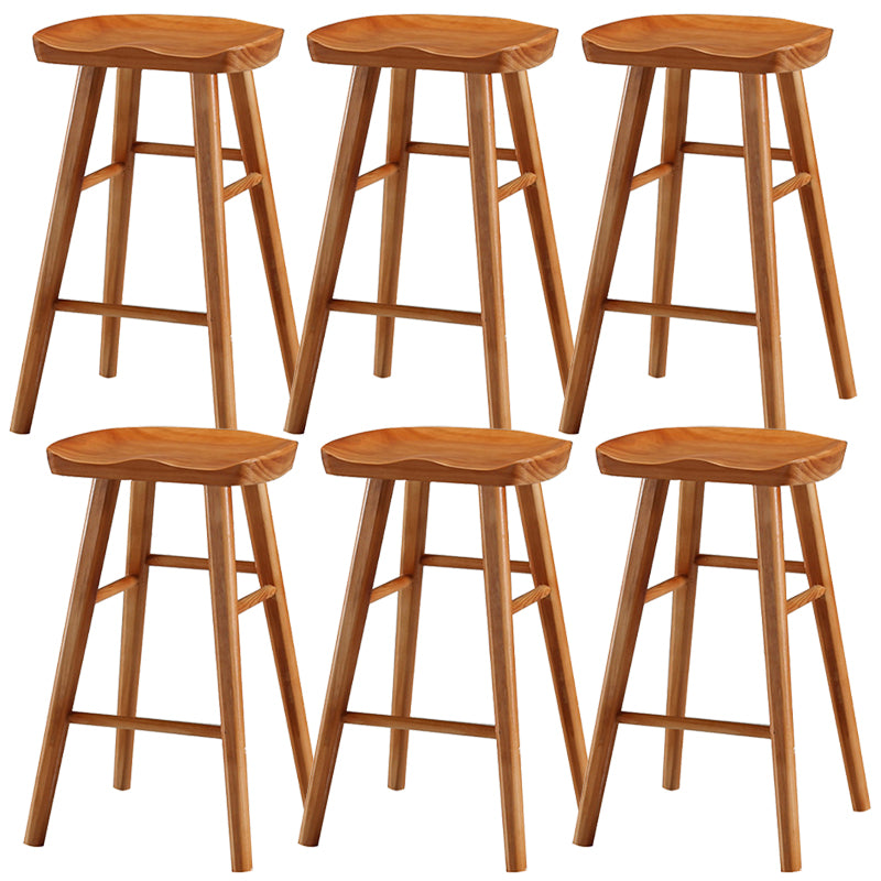 Modern Backless Armless Counter Stool Pine Wood Cafe Bar Stool with Pedal
