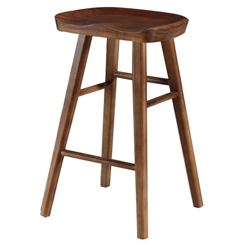 Modern Backless Armless Counter Stool Pine Wood Cafe Bar Stool with Pedal