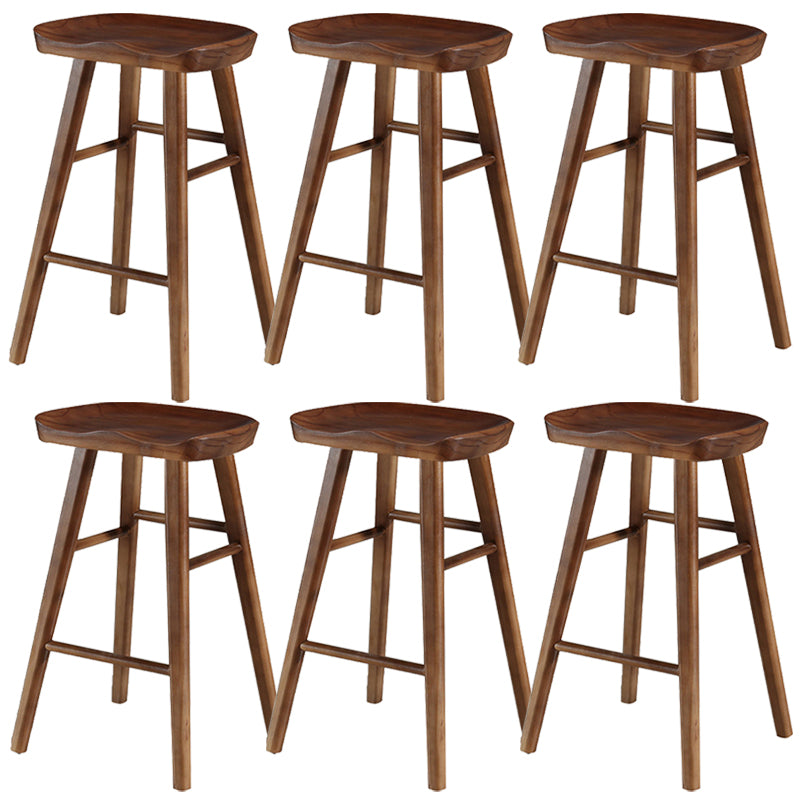 Modern Backless Armless Counter Stool Pine Wood Cafe Bar Stool with Pedal