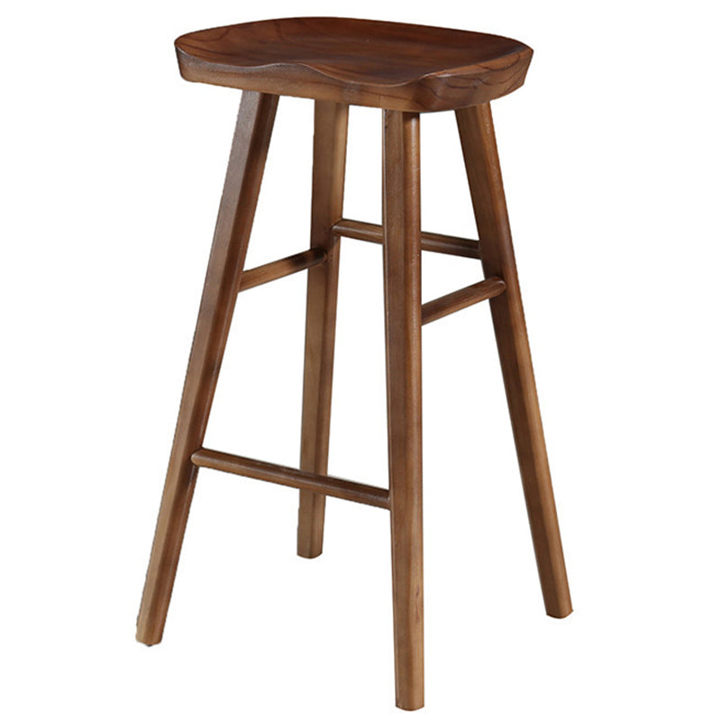 Modern Backless Armless Counter Stool Pine Wood Cafe Bar Stool with Pedal