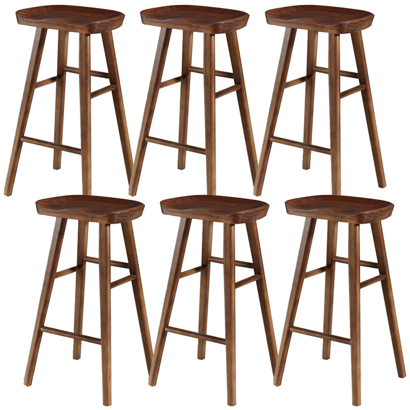 Modern Backless Armless Counter Stool Pine Wood Cafe Bar Stool with Pedal