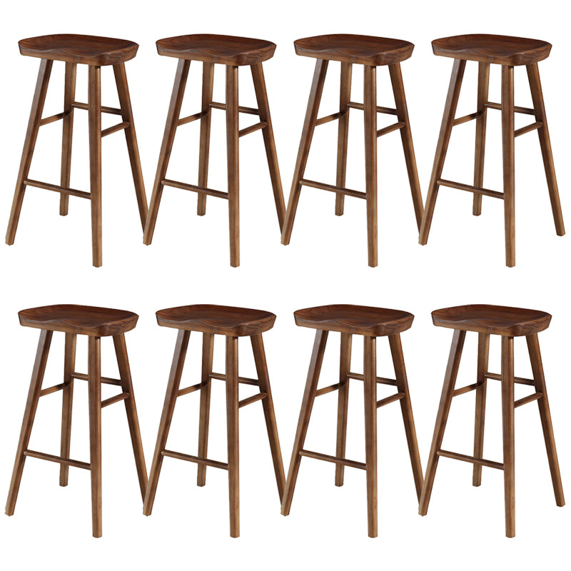 Modern Backless Armless Counter Stool Pine Wood Cafe Bar Stool with Pedal