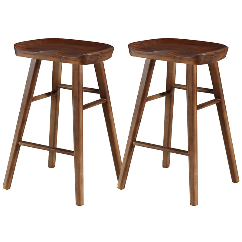 Modern Backless Armless Counter Stool Pine Wood Cafe Bar Stool with Pedal