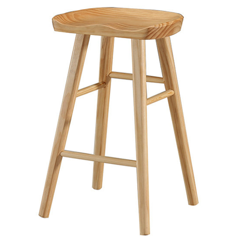 Modern Backless Armless Counter Stool Pine Wood Cafe Bar Stool with Pedal
