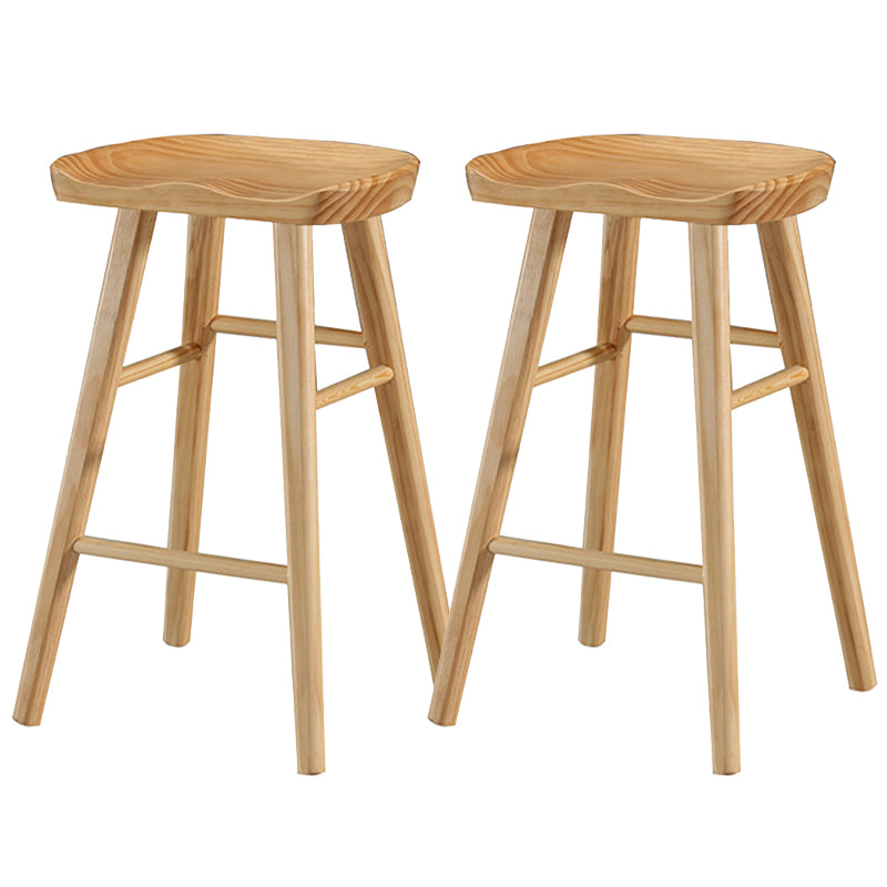 Modern Backless Armless Counter Stool Pine Wood Cafe Bar Stool with Pedal