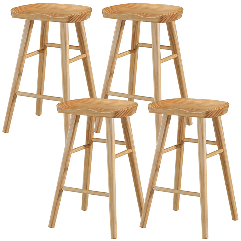 Modern Backless Armless Counter Stool Pine Wood Cafe Bar Stool with Pedal