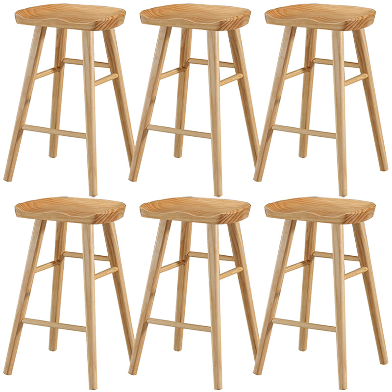 Modern Backless Armless Counter Stool Pine Wood Cafe Bar Stool with Pedal