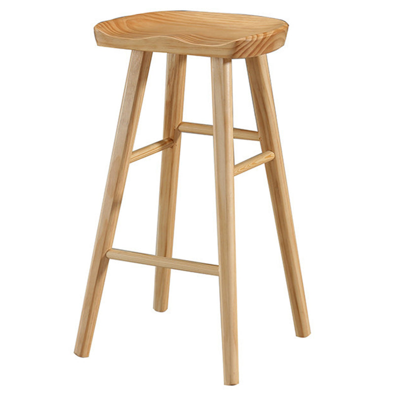 Modern Backless Armless Counter Stool Pine Wood Cafe Bar Stool with Pedal