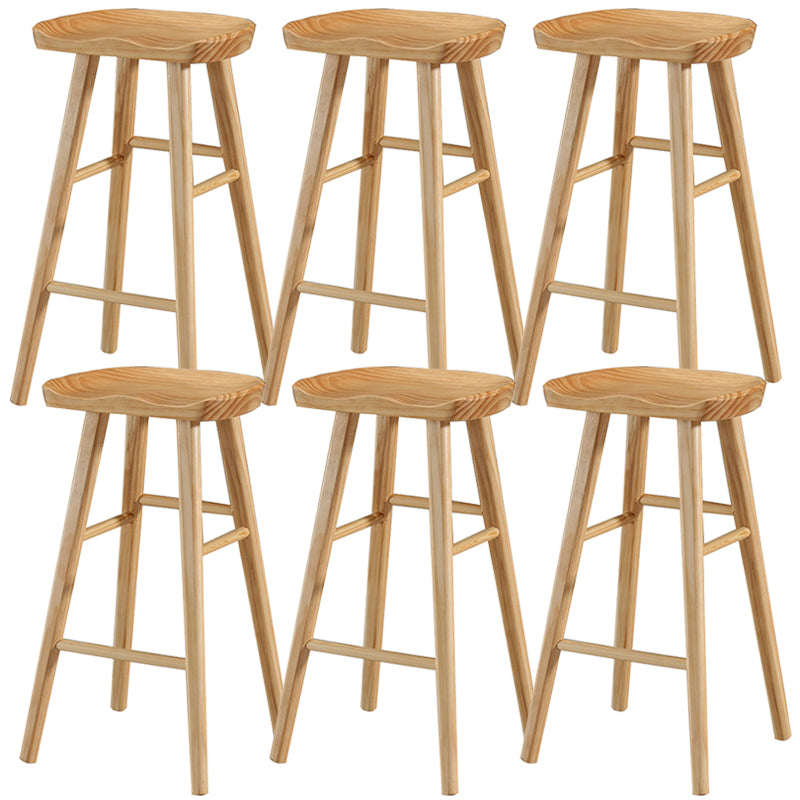 Modern Backless Armless Counter Stool Pine Wood Cafe Bar Stool with Pedal