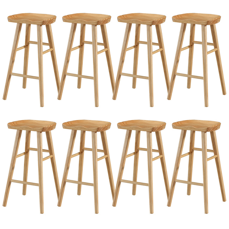 Modern Backless Armless Counter Stool Pine Wood Cafe Bar Stool with Pedal