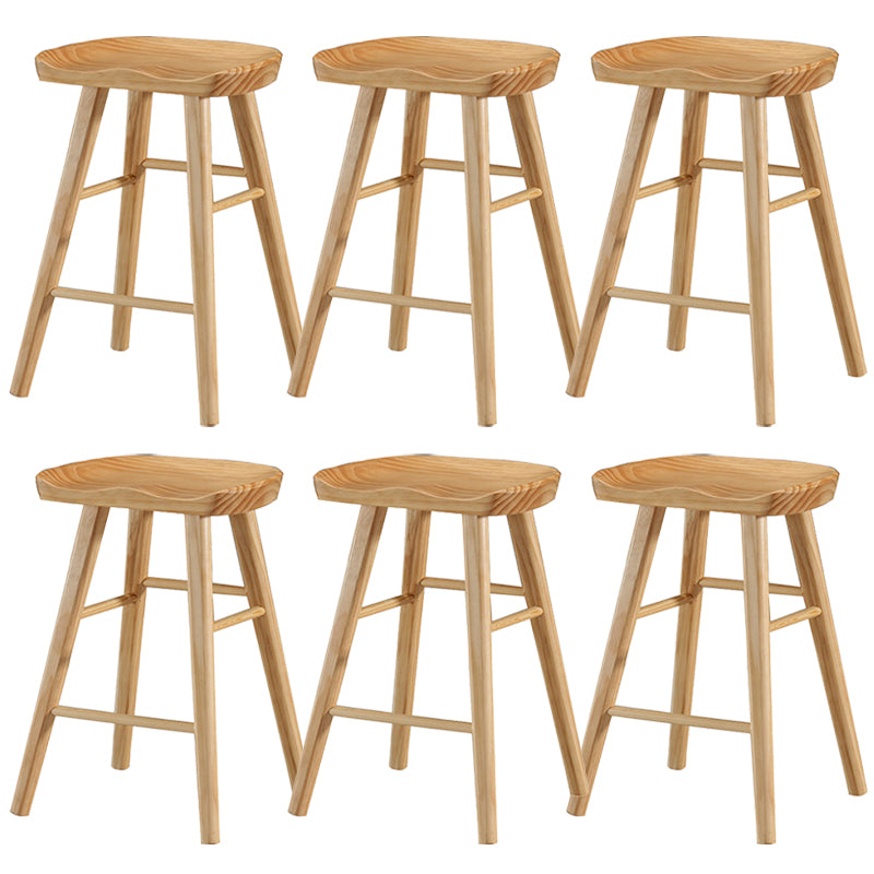 Modern Backless Armless Counter Stool Pine Wood Cafe Bar Stool with Pedal