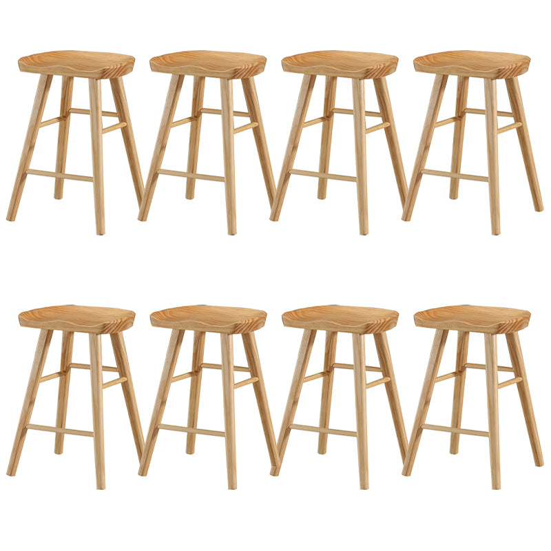 Modern Backless Armless Counter Stool Pine Wood Cafe Bar Stool with Pedal