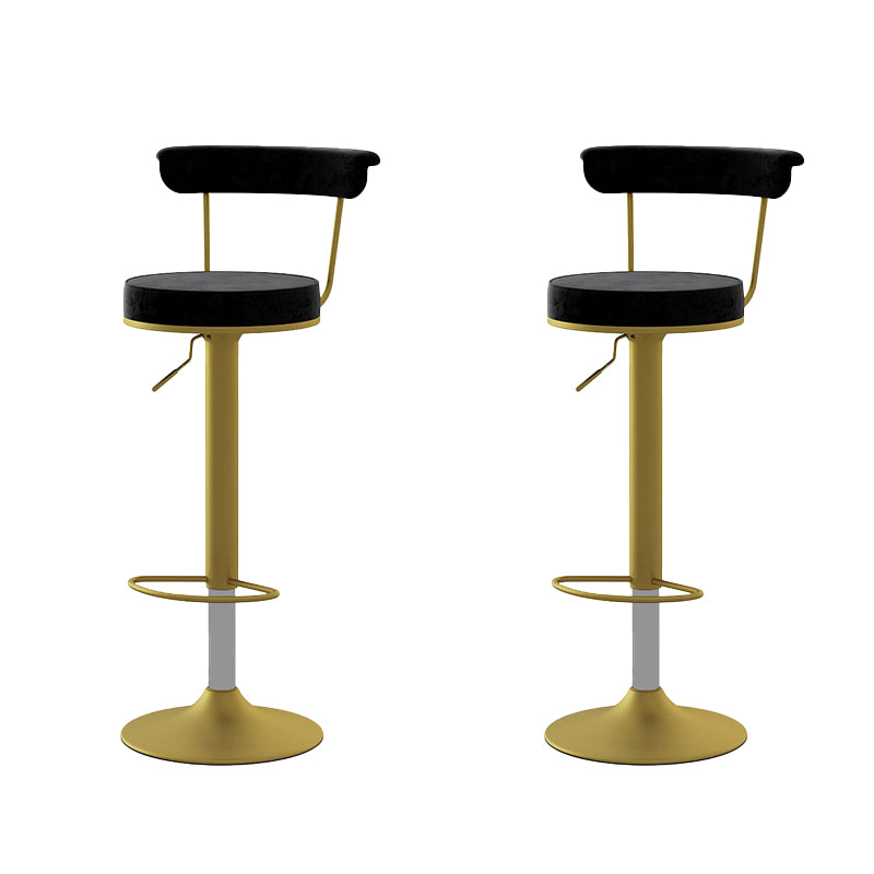Glam Low Back Dining Stools Adjustable Height Bar Stools with Metal Base