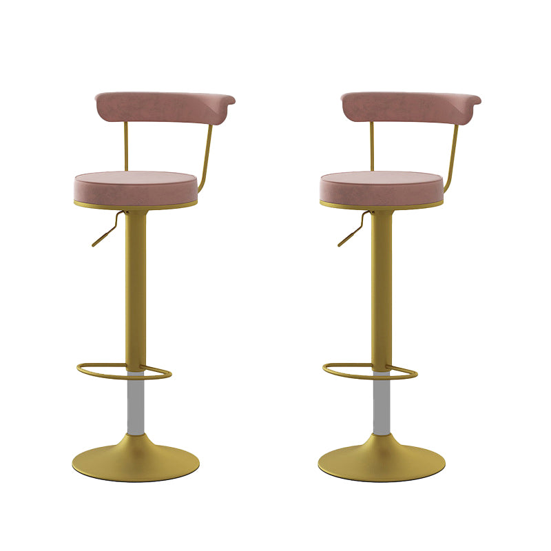Glam Low Back Dining Stools Adjustable Height Bar Stools with Metal Base