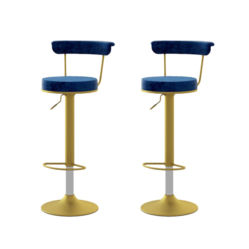 Glam Low Back Dining Stools Adjustable Height Bar Stools with Metal Base
