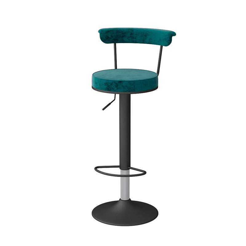 Glam Low Back Dining Stools Adjustable Height Bar Stools with Metal Base