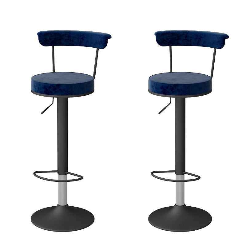 Glam Low Back Dining Stools Adjustable Height Bar Stools with Metal Base