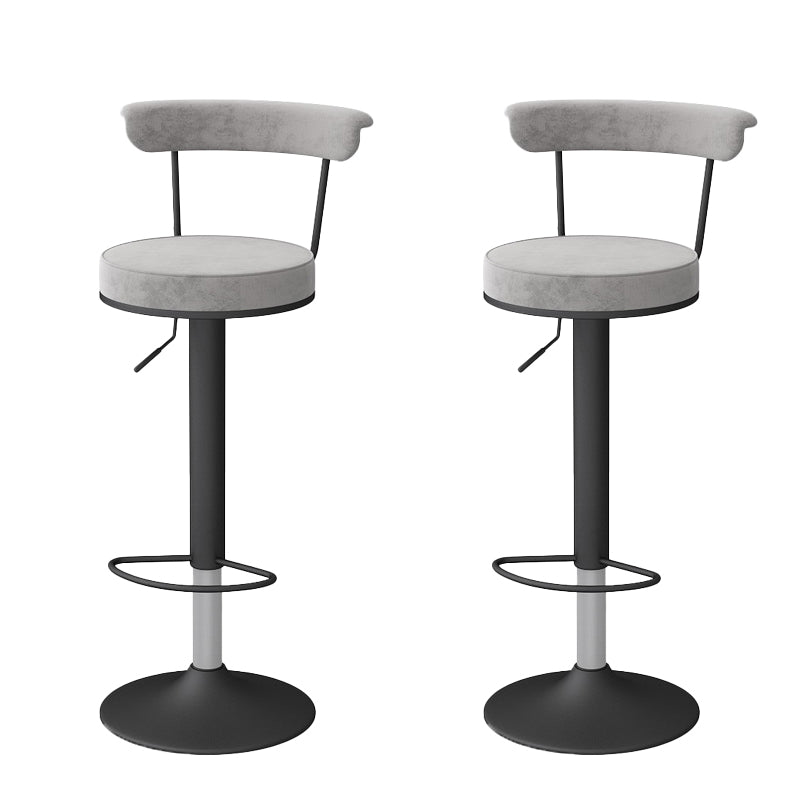 Glam Low Back Dining Stools Adjustable Height Bar Stools with Metal Base