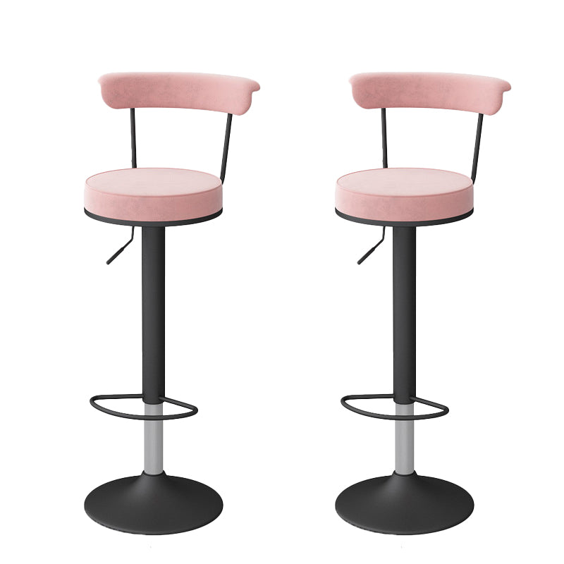 Glam Low Back Dining Stools Adjustable Height Bar Stools with Metal Base