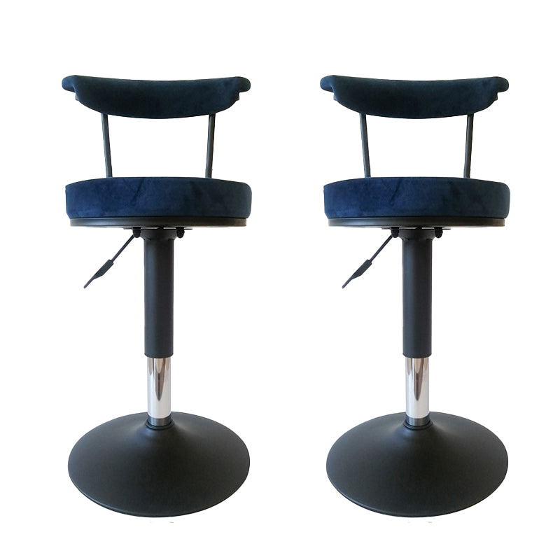 Glam Low Back Dining Stools Adjustable Height Bar Stools with Metal Base