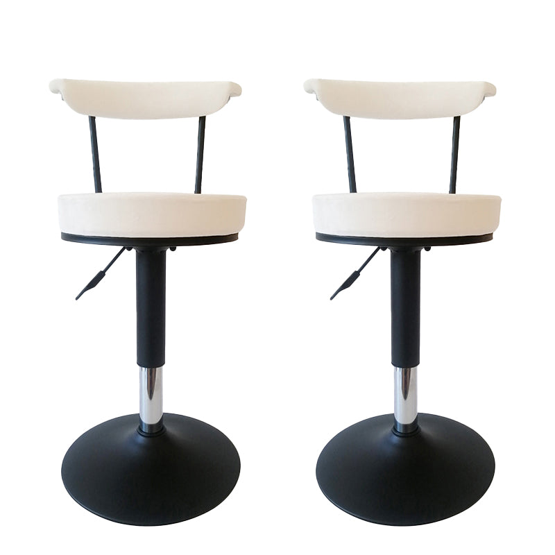 Glam Low Back Dining Stools Adjustable Height Bar Stools with Metal Base